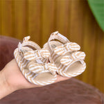 Baby Girl Sandals Shoes Stripes Summer Breathable Beach Shoes Non-Slip Soft Soles Shoes First Walking Shoes Crib Shoes Prewalkers Beige