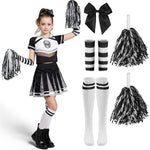 Spooktacular Creations Halloween Cheerleader Costume Girls, Bad Spirit Costume for Kids, Skull Scary Cheerleader Outfit with Accessories for Girls Halloween Parties Role Play, White Black, S