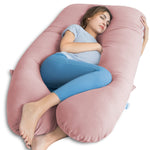 QUEEN ROSE Pregnancy Pillow, U Shaped Full Body Pillows for Sleeping Support, 55 Inch Maternity Pillow for Pregnant Women, Pink