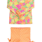 RuffleButts Girls UPF50+ Long Sleeve Rash Guard Ruffle Shorts 2-Piece Swimsuit - Neon Color Block, 2T