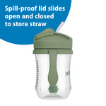 Dr. Brown's Milestones Baby's First Straw Cup, Training Cup with Weighted Straw, 9 oz/270 mL, BPA-free, 6m+, Coral/Olive Green, 2-Pack