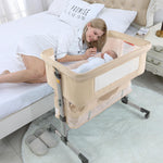 nordmiex 3in1 Bedside Crib for Girl or Boy, Bedside Sleeper for Baby Portable and Adjustable Crib with Mosquito net for Newborn Baby,Deep Khaki