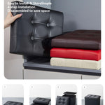 Bsketa Storage Ottoman, Folding Foot Stool with Thicker Foam Padded Seat Small Leather Storage Ottoman Bench Foot Rest for Living Room Foldable Coffee Table 17x13x13in,Black