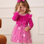 Kucnuzki Baby Girl Clothes 6 9 12 Months Girl Winter Clothes Birthday Tutu Velvet Fairy Dress Long Sleeve Hot Pink Knee Length Holiday Party Dress Baby Outfit