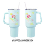 Silver Buffalo Strawberry Shortcake Rainbow Slide Stainless Steel Tumbler with Handle and Straw, Fits in Standard Cup Holder, 40 Ounces