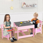 Costzon Kids Table and Chair Set, 3 in 1 Wooden Activity Table for Toddlers Arts, Crafts, Drawing, Reading, Playroom, Toddler Table and Chair Set w/ 2 in 1 Tabletop, Storage Space, Gift for Boy & Girl