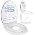 Quick Flip Toilet Seat with Built-in Potty & Splash Guard for Toddler Training, Slow Close - Jool Baby (Elongated)