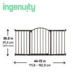 Ingenuity Decorative Extra Wide Baby Gate & Dog Gate, 44"-72" Wide, 36" Tall, Hardware Mounted, Install in Hallways, Bottom of Stairs, or Large Openings - Bronze