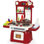 Kitchen Set for Toddler with Sound and Light，Pretend Cooking Food Set,Kids Kitchen Playset，Play Sink with Running Water and Electronic Induction Stove，Kitchen Accessories (red Kitchen Set)