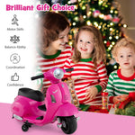 Costzon Toddler Motorcycle, Licensed Vespa Ride on Motorcycle with Training Wheels, LED Headlight & Horn Sound, Ride on Toy, 6V Battery Powered Motorbike, Gift for Boys & Girls, 1-3 Toddlers (Pink)