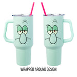Silver Buffalo Spongebob Squarepants Featuring Squidward Tentacles Stainless Steel Tumbler with Handle and Straw, Fits in Standard Cup Holder, 40 Ounces
