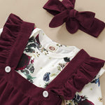 Kucnuzki Newborn Baby Girl Clothes Toddler Long Sleeve Ruffle Romper Top Infant Skirt Set Little Girl Overall Dress