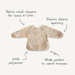 mushie Long Sleeve Baby Bib | Mess Free & Waterproof Fabric for Toddlers | Adjustable Fit for Ages 6-24 Months (Blue Check)