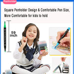 Kekelele Dual Tip Markers for Kids, Washable Markers Set, Art Marker with Stand Portable Box, Gift For Kids (24 Colours)