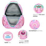 mibasies Girls Backpack 5-8: Lightweight Kids Backpacks for Girls - Girl Bookbag for Elementary School - Rainbow Pink