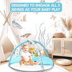 CebollaJojo Baby Play Gym Mat, Tummy Time Mat with 6 Detachable Toys，Washable Baby Activity Play Mat for Hearing,Visual, Sensory, Motor Development, Easy to Install & Clean, Baby Essentials Gift