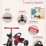 KRIDDO Kids Tricycles Age 24 Month to 4 Years, Trike for 2.5 to 5 Year Old, Gift Tricycles for 2-4 Year Olds, Trikes for Toddlers, Red