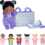 OUOZZZ Soft Baby Doll for Girls - My First Baby Doll Birthday Gifts for Girls Plush Rag Dolls Tulip Pink Dress Toy for Toddlers Kids Infants 10"