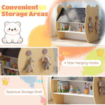 Costzon Toddler Table and Chair Set, 3-in-1 Bear Activity Desk Set w/Reversible Whiteboard & Chalkboard, Side Hooks, Open Shelf and Storage Drawer for Drawing Studying, Kids Table Set for Boys Girls