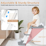 Potty Training Seat with Step Stool Ladder, 3-in-1 Toddler Potty Training Toilet Seat for Boys Girls, Height Adjustable Foldable Toddler Potty with Splash Guard, Non Slip Pad and Safety Handles(Grey)