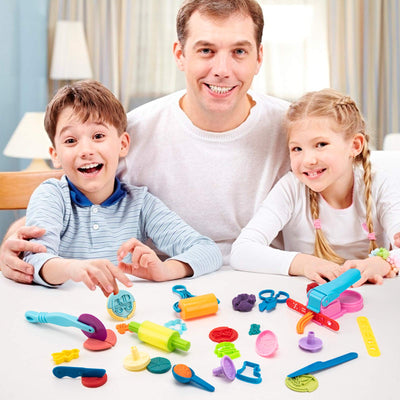 Dough Tools for Kids, 46Pcs Dough Toys Include Play Food Molds - Cupcakes, Ice Cream, Noodle, Play Bulk Pack with Roller, Cutters, Scissor, Dough Mat and Storage Bag Gifts (Tools)