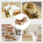 blueypet Interactive Chirping Bird Cat Toys with Flapping Wings,New Flying Birds Cats Toy, Flying Simulation Electric Sparrow Shaking Hunting Pet Toy for Indoor (Brown)