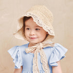 pureborn Baby Girl's Straw Hat Wide Brim Sun Protection Hat Summer Beach Hat with Chin Strap for Infant Girl 6-24 Months Beige