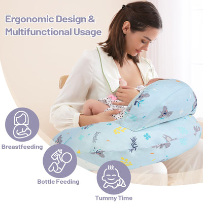 AMASKY Nursing Pillow for Breastfeeding, Breastfeeding Pillows for More Support for Mom and Baby, with Plus Size Ergonomic Design and Removable Cotton Cover, Blue, Pallet of Product
