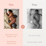 Frida Mom Pregnancy Pillow, Body Pillow, Cooling Pillow, Adjustable for Comfortable Sleep and Pregnancy Belly Support, Back Support, and Leg Support, Gray