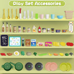 Hitish Kids Kitchen Playset Set, 63PCS Pretend Play Kitchen Toys for Toddlers, Cooking Stove with Steam Sound Light, Play Sink with Manual Faucet, Play Food Accessories Gift for Boys, 33’’H Green