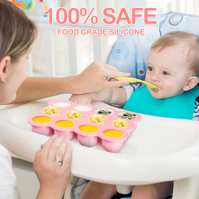 3 Pcs Baby Food Storage Container 12 Cup Silicone Baby Food Freezer Tray with Lid Stackable Reusable Silicone Baby Food Freezer Storage Tray for Food Vegetable Fruit Puree and Breast Milk (Pink)