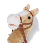 Nurnesy Horse Stick Toy Plush Soft Cartoon Hobby Horse Toy Head Stick with Wood Wheels and Thickened Handle for Kids Toddlers (Yellow)