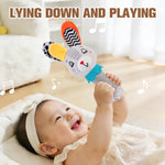 JINBOBUBU Baby Rattle for Newborns 0-6 Months - Soft Plush Handheld Sensory Toy with Crinkle Sound, Cute Bunny Shaped Grasping Rattle for Infants, Motor Skill Development, Baby Gift (Grey)