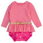 RuffleButts Baby Girls UPF50+ Princess Long Sleeve Bow Skirted One Piece Swimsuit