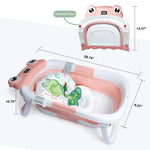 Rylor Baby Bathtub for Newborns & Infants 0-12 Months - Foldable, Compact, Non-Slip Bath Tub with Adjustable Cushion - Safe & Comfortable Bath Seat - Perfect for Home & Travel (Pink)