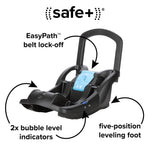 Diono LiteClik 30 R SafePlus Infant Car Seat and Base, Rear-Facing for Infants 4-30lbs, SafePlus Engineering, with Infant Insert, UPF 50+ Sunshade (Black)