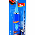 Brush Buddies Hot Wheels Battery Powered Sonic Electric Kids Toothbrush Soft Bristles Rounded Head Children Boys Girls Blue Gentle Cleaning Easy Grip Handle Plaque Removal Oral Care
