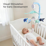 Baby Crib Mobile for Boys and Girls, NICEMER Soft Plush Ocean Characters Mobiles, Blue and Grey Nursery Decor, Calming Soother with 12 Lullabies Essential and Perfect Gift for Babies