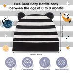 6 Pieces Newborn Baby Hat Bear Ears Infant Caps Baby Boy Girl Toddler Hats Infant Beanie Caps for 0-3 Months (Black White, Black, Navy Blue, Black Gray, Gray, White,Classic)