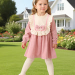 Kucnuzki 18 Months Girl Clothes Toddler Fall Dress Cute Long Sleeve Casual Ruffle Dress Baby Winter Outfit Baby Girl Clothes 12-18 Months