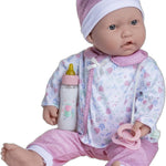 JC Toys 20-inch La Baby Soft Body Doll | Washable | Gift Set includes Magic Milk Bottle & Pacifier | Removable Pink Outfit | Perfect for Toddlers and Kids Ages 2+