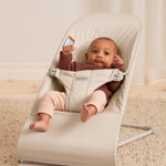 BabyBjörn Bouncer Balance Soft, Light Beige, Woven/Jersey, Tri-Fabric | 2-in-1 Adjustable Baby Bouncer Seat and Toddler Chair, Newborn to Toddler (8-29 lbs), 4 Positions, Lightweight & Portable