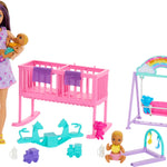 Barbie Skipper Doll & Nursery Playset with Accessories, Includes Twin Baby Dolls, Crib, Swing, See-Saw & More