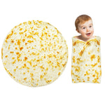 Tortilla Baby Burritos Swaddle Blanket - Taco Flannel Wrap Blanket, 285 GSM Soft, Funny Gifts for Baby Shower, Boy or Girl, 0-3, 6, 9 Months