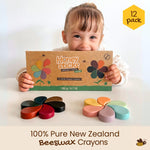 Honeysticks Flower Shaped Beeswax Crayons (12 Pack) - Non Toxic Crayons Made with Pure Beeswax, Chunky Petal Shaped, Easy To Hold And Use, Safe For Ages 1+, Gift for Toddler, Girls 3-6