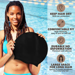 2 Pack YOGINGO Extra Large Swim Cap for Women and Men Adult Youth,Waterproof Silicone Swim Cap for Very Long Hair, Thick Curly Hair & Dreadlocks Braids Weaves Afro Hair (Black)