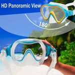 Kids Snorkeling Gear Dry Snorkel HHAO Sport Kids Snorkel Set Junior Anti Fog 180° Panoramic View, Swim Goggles with Nose Cover Scuba Diving Mask for Boys Girls, 4-15 Yrs Old