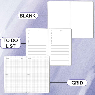 FLYING EAGLE Aesthetic Diary for Girls Women Cute Hardcover Teen Journals Waterproof Daily Diary for Writing with Bookmark, Metal Snap, 100GSM Thick Paper 3 Mixed Pages Grid+To Do List+Blank, Purple