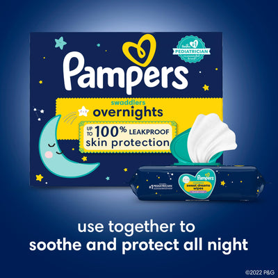 Pampers Overnight Diapers - Swaddlers Overnights - Size 6, 72 Count, Disposable Baby Diaper, Night Time Leak and Skin Protection