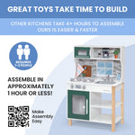 Delta Children Tiny Chef Play Kitchen - Toy Kitchen Playset with Realistic Knobs that Turn/Click, Oven, Sink, Microwave and 15 Pieces of Play Food, Green